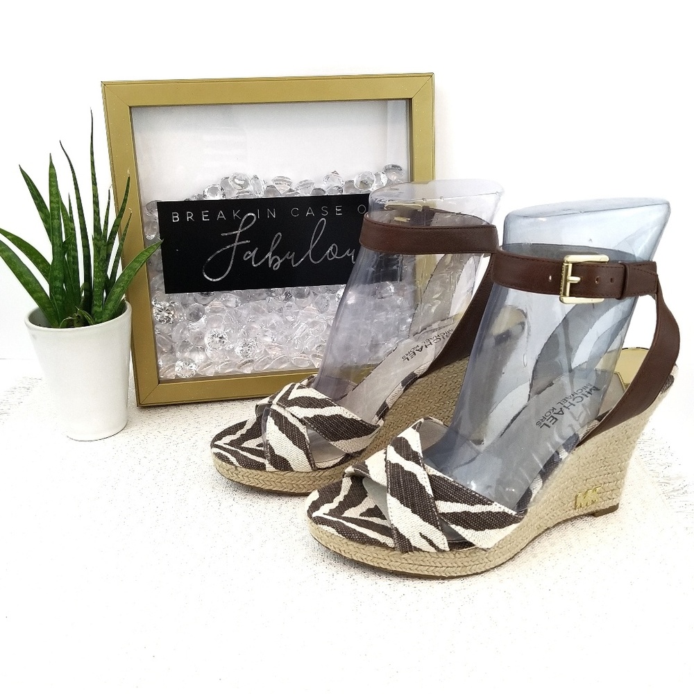 Micheal Kors espadrilles animal print wedges